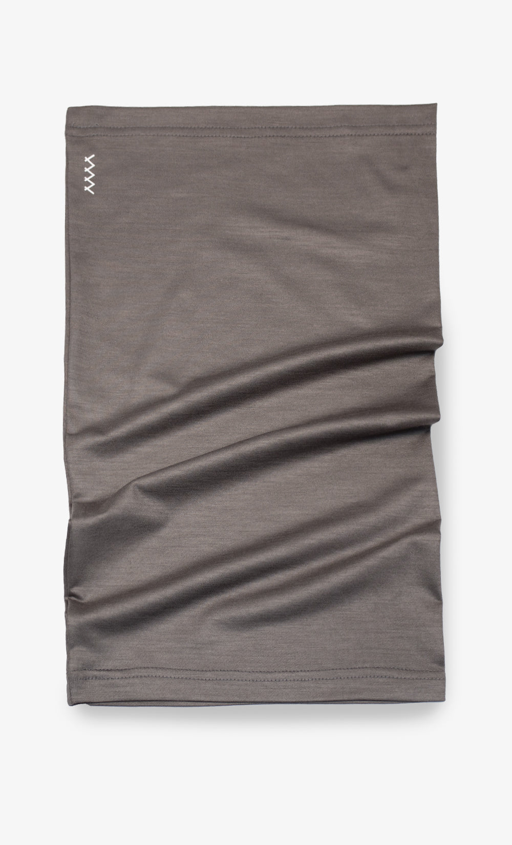 Cache-cou en laine mérinos Stretchwool couleur grège, léger et extensible, fabriqué au Canada.