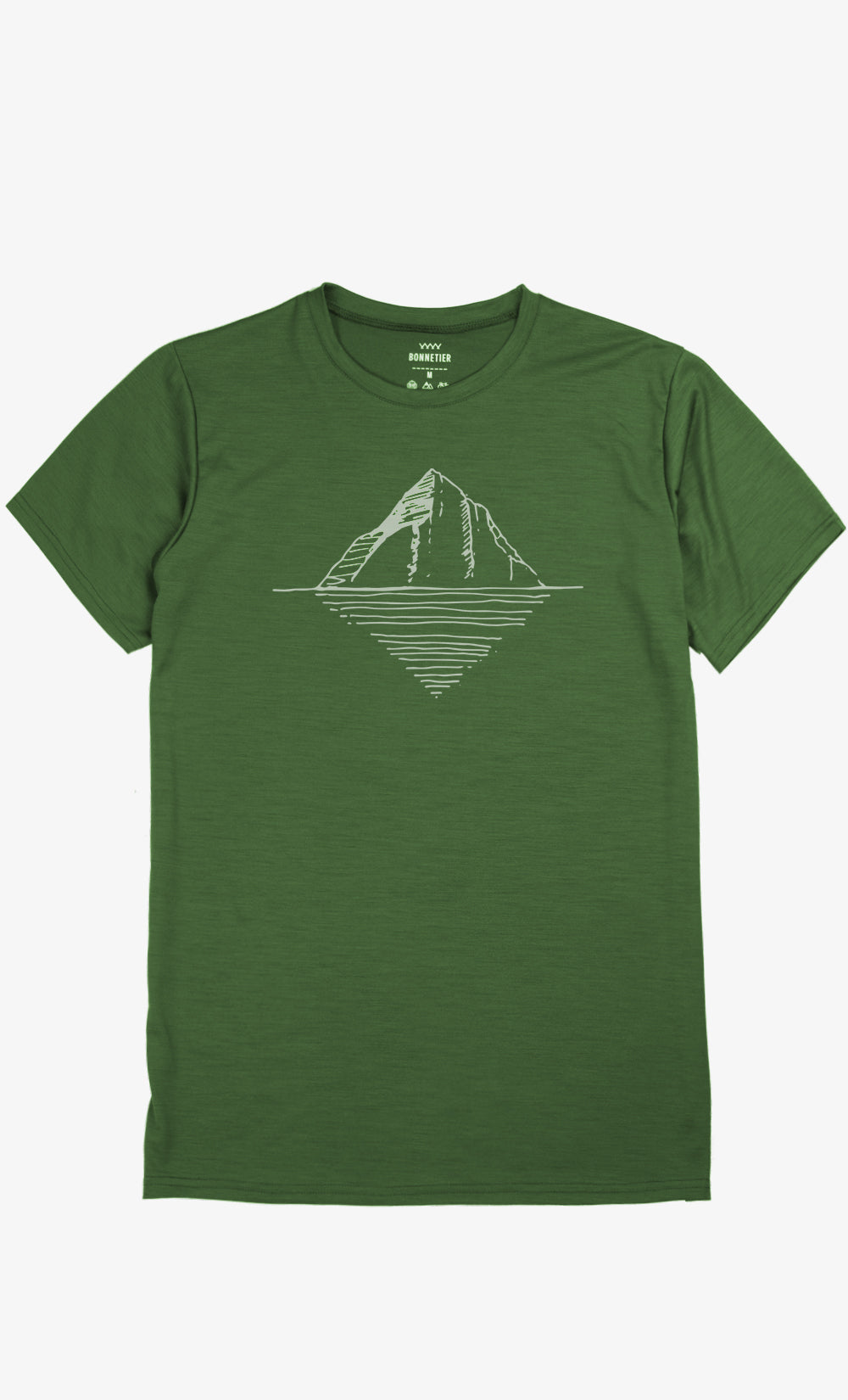 T-Shirt Mérinos Homme Kaki Ultra Léger - Réflexion