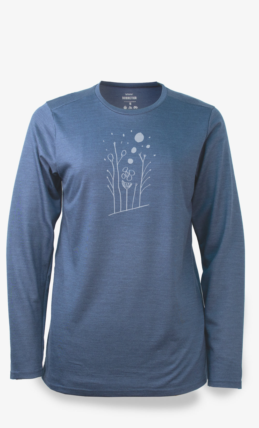 Manches longues Mérinos Femme Bleu-gris Chiné -  Forêt