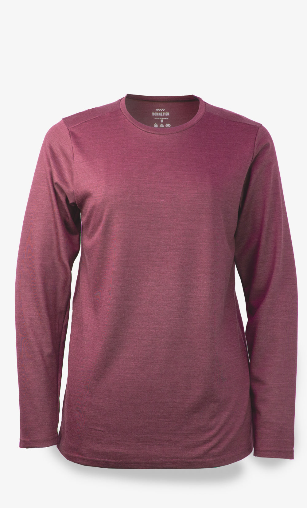 Chandail à manches longues en laine de mérinos Terra-Rosa pour femme BONNETIER fabriqué au Canada.