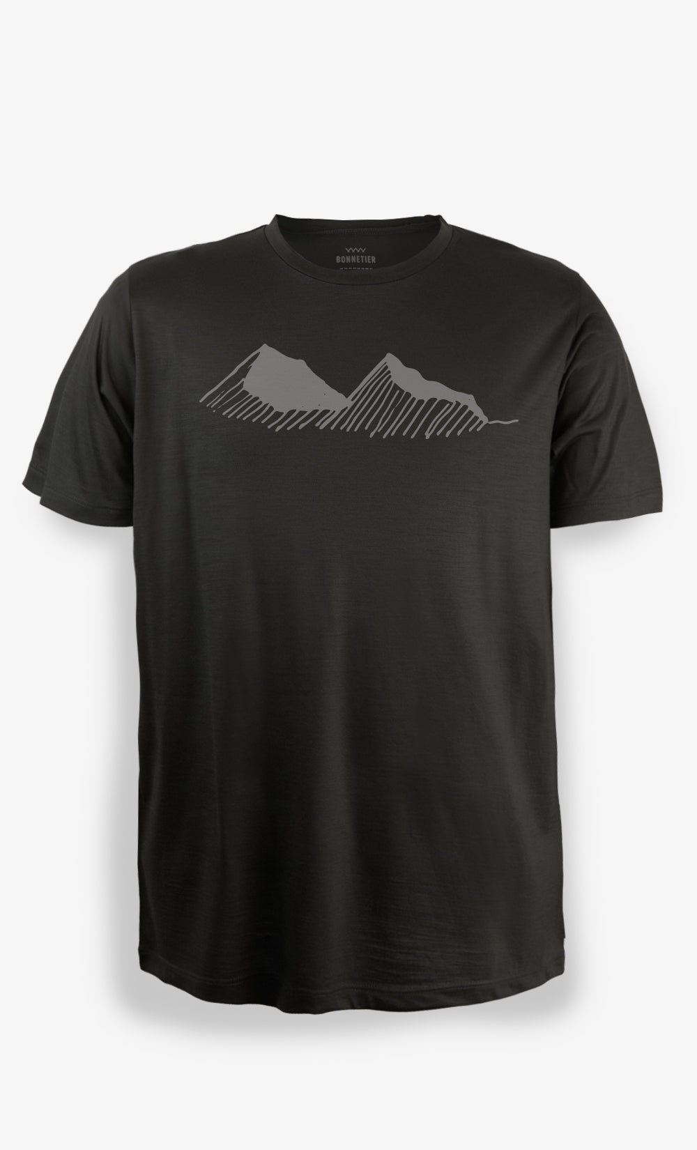 Men's Merino Ultra Light T-Shirt Black - Mountain Sketch