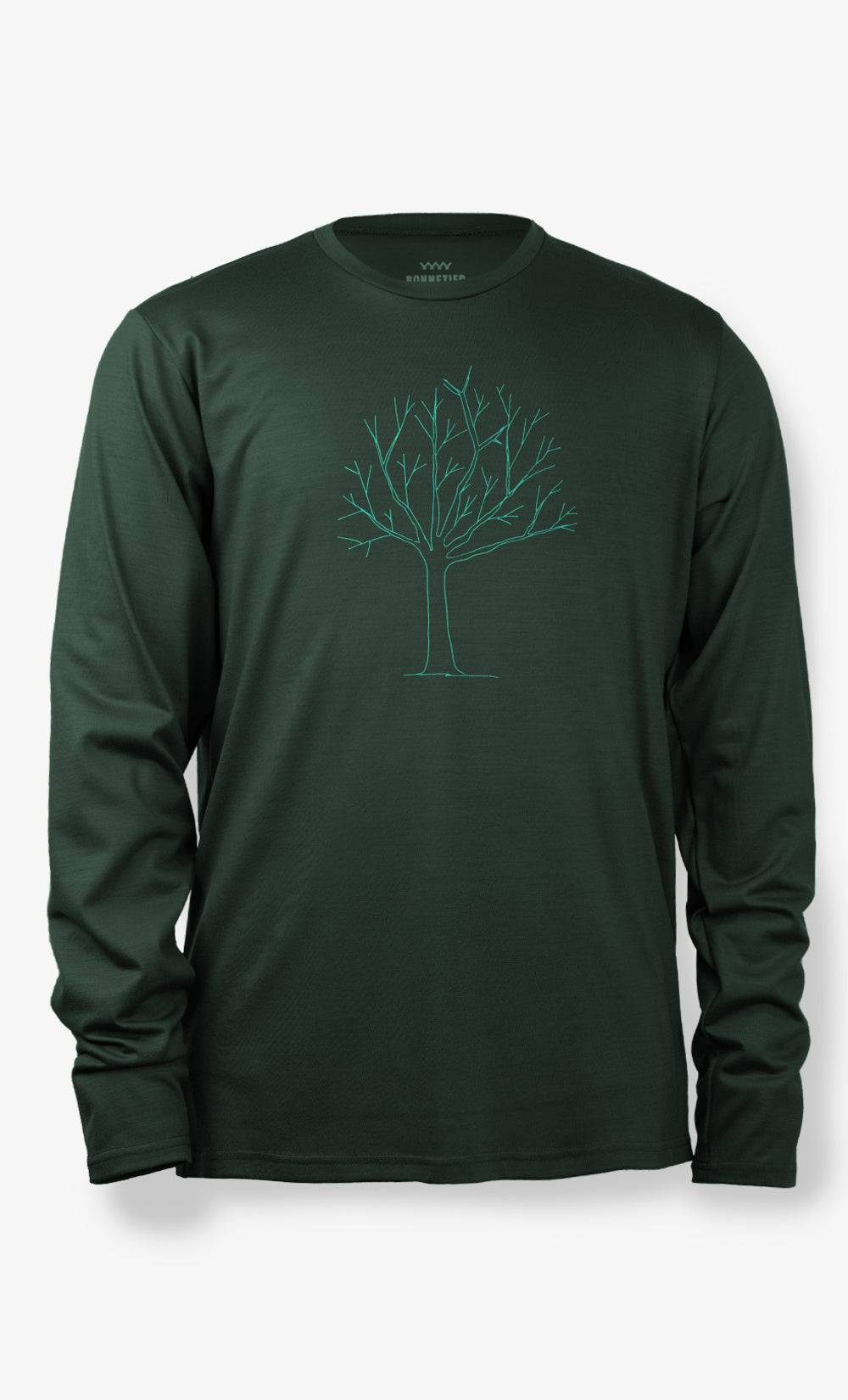 Manches Longues Mérinos Homme Techcrew Vert Foncé - Arbre Raide