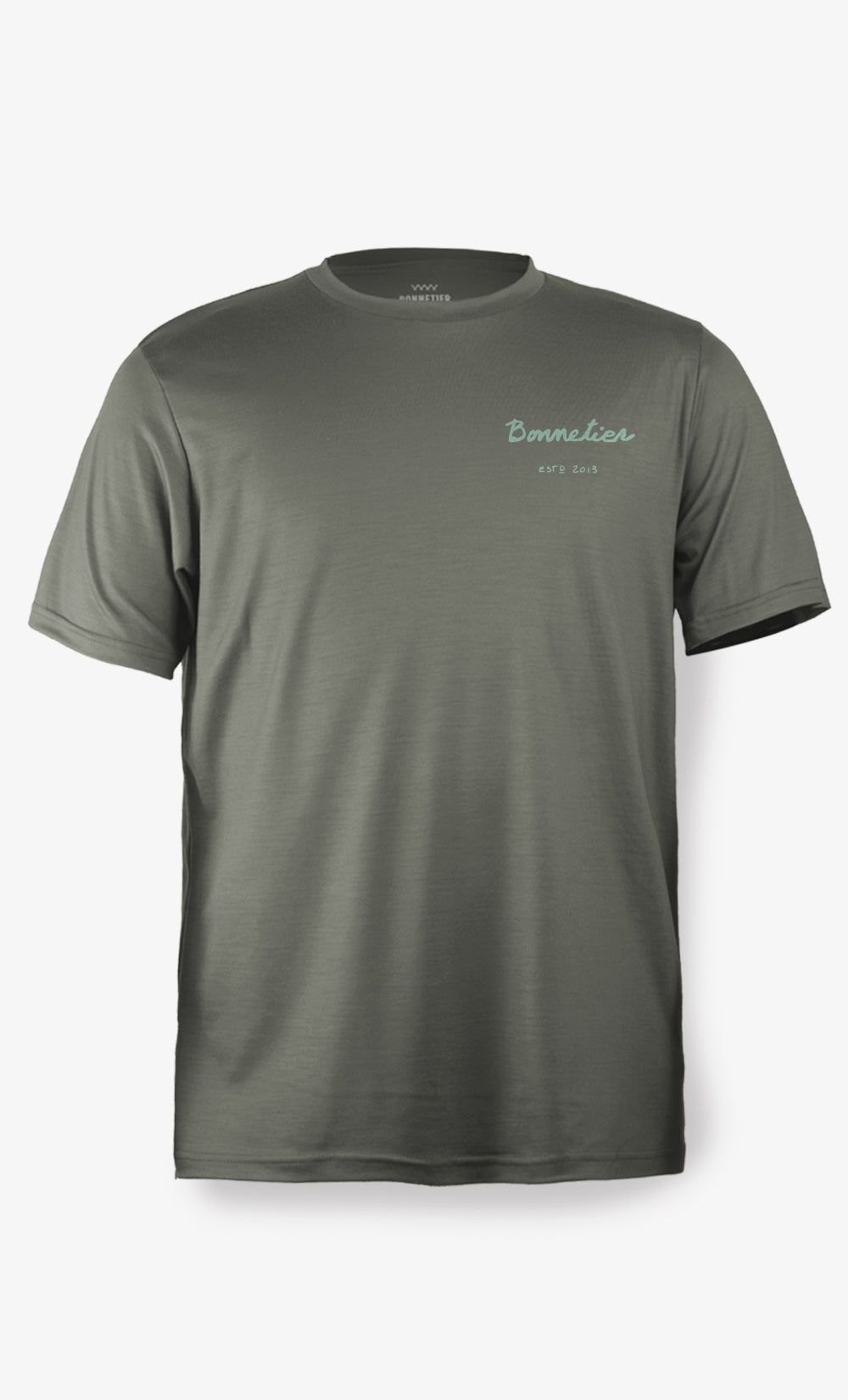 T-Shirt Mérinos Homme Vert Gris Ultra Léger - Bic