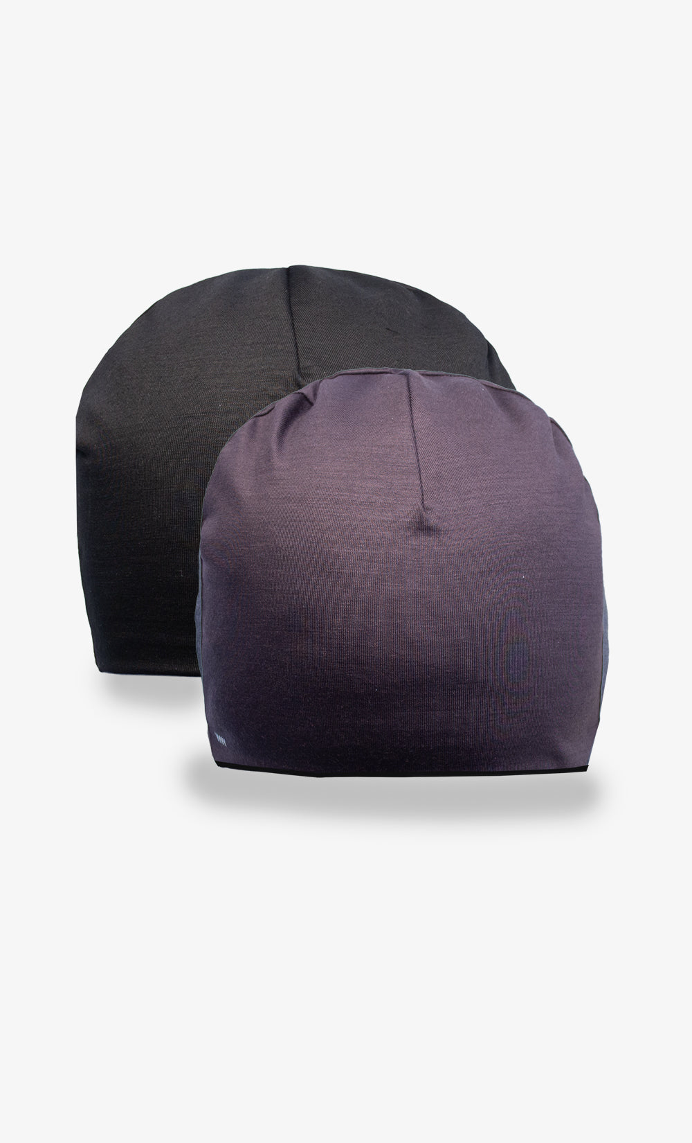 100% Merino Wool Double Reversible Beanie - Purple/Black